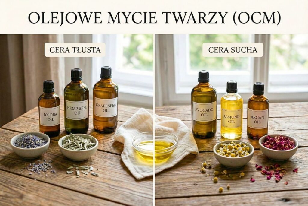 Olejowe mycie twarzy (OCM): Jakie oleje i zioła wybrać do cery tłustej i suchej? Olejowe mycie twarzy