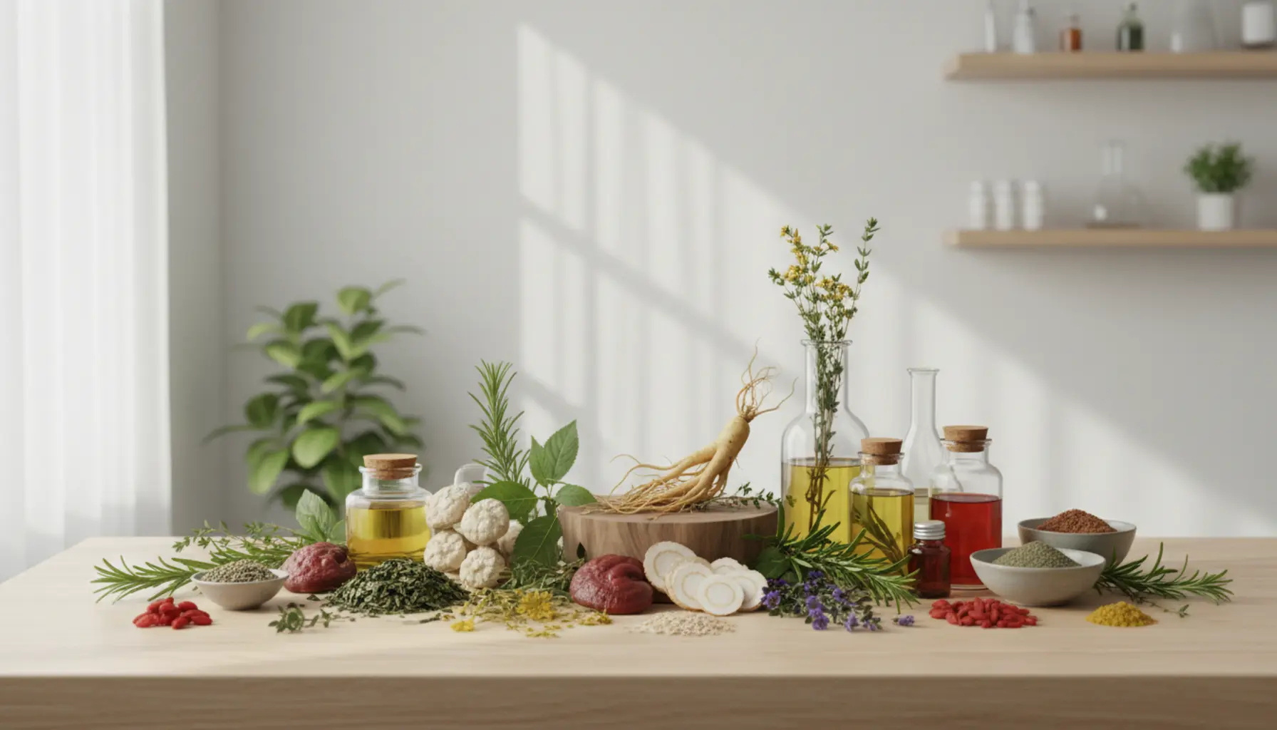 Zioła na długowieczność zdjęcie ziołowych naparów i składników ziół